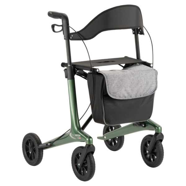 Carbon-rollator-groen-met-tas-en-rugsteun