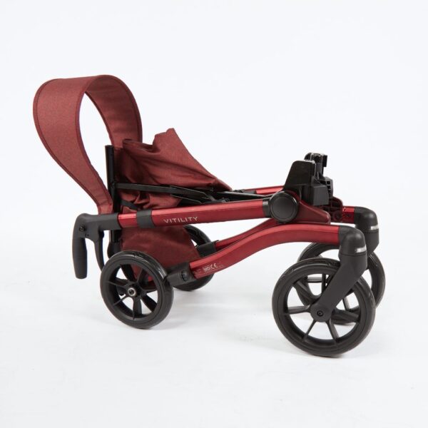 Rollator - sequoia red opgevouwen